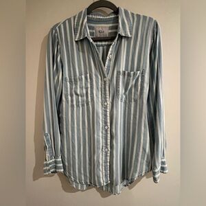 Rails Light Blue and White Striped Shirt